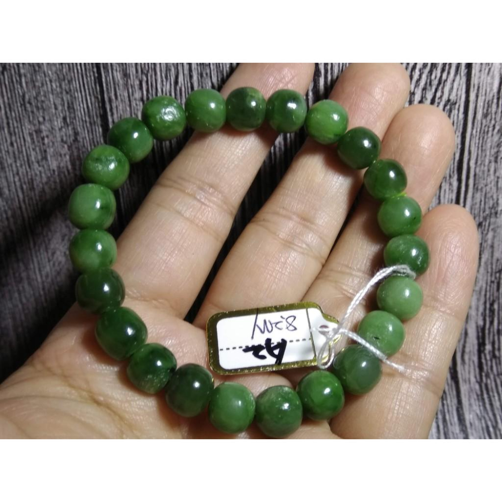 天然和闐玉和田玉軟玉滿綠碧玉手鍊手環手珠手串8.2-10.4mm珠寶首飾寶石飾品數款任選其一a組-細節圖4