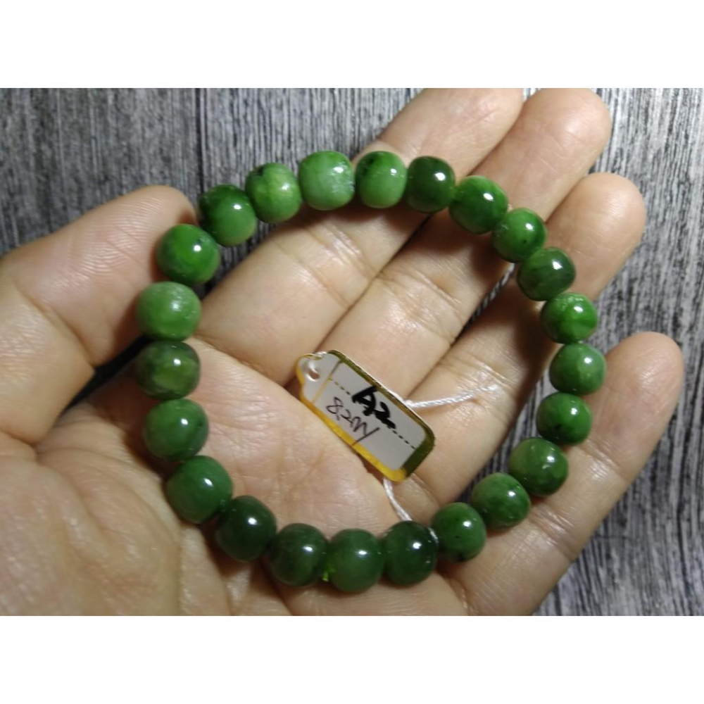 天然和闐玉和田玉軟玉滿綠碧玉手鍊手環手珠手串8.2-10.4mm珠寶首飾寶石飾品數款任選其一a組-細節圖5