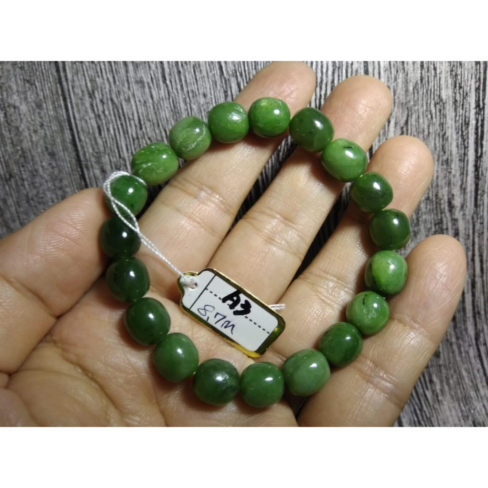 天然和闐玉和田玉軟玉滿綠碧玉手鍊手環手珠手串8.2-10.4mm珠寶首飾寶石飾品數款任選其一a組-細節圖6