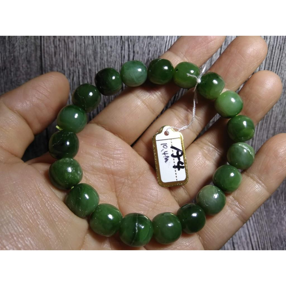 天然和闐玉和田玉軟玉滿綠碧玉手鍊手環手珠手串8.2-10.4mm珠寶首飾寶石飾品數款任選其一a組-細節圖9