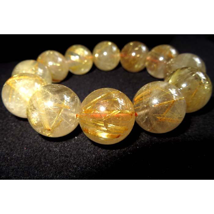 超大咪天然水晶貓眼鈦晶粗板絲金髮晶單圈圓珠手鍊手串手珠手環19mm/121.1g首飾飾品-細節圖2