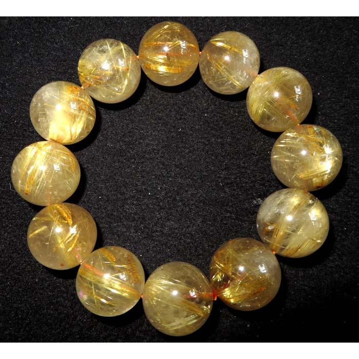 超大咪天然水晶貓眼鈦晶粗板絲金髮晶單圈圓珠手鍊手串手珠手環19mm/121.1g首飾飾品-細節圖3