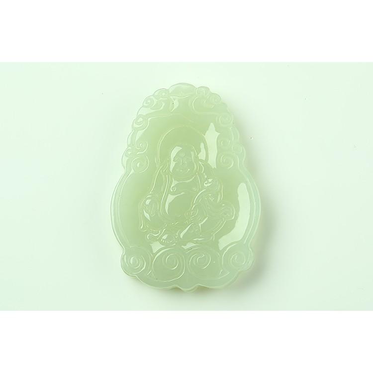 精雕和田玉和闐玉彌勒佛財神玉牌吊墜 天然玉石羊脂白玉笑佛掛件玉墜送證書-細節圖7