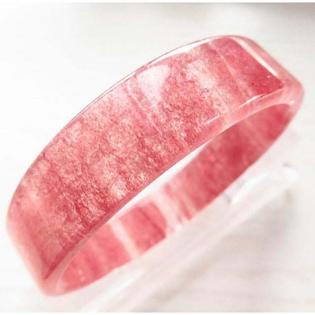 18.81圍鴿血紅天然水晶手鐲靚麗老料草莓晶手鐲鐲子玉鐲手環方鐲珠寶玉石寶石首飾飾品專櫃精品-細節圖3