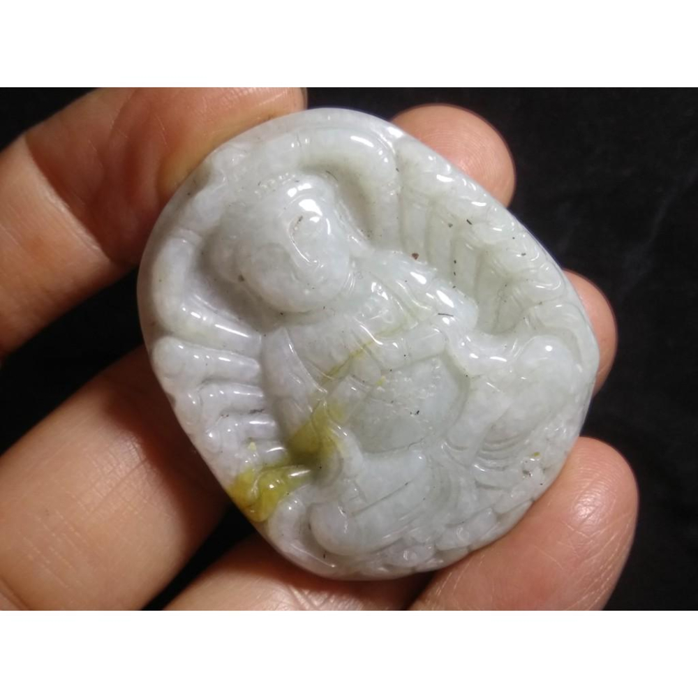 A7翡翠a貨緬甸玉冰種紫羅蘭黃翡三彩千手觀音菩薩墜子吊墜玉佩玉墜掛件項鍊首飾飾品-細節圖5