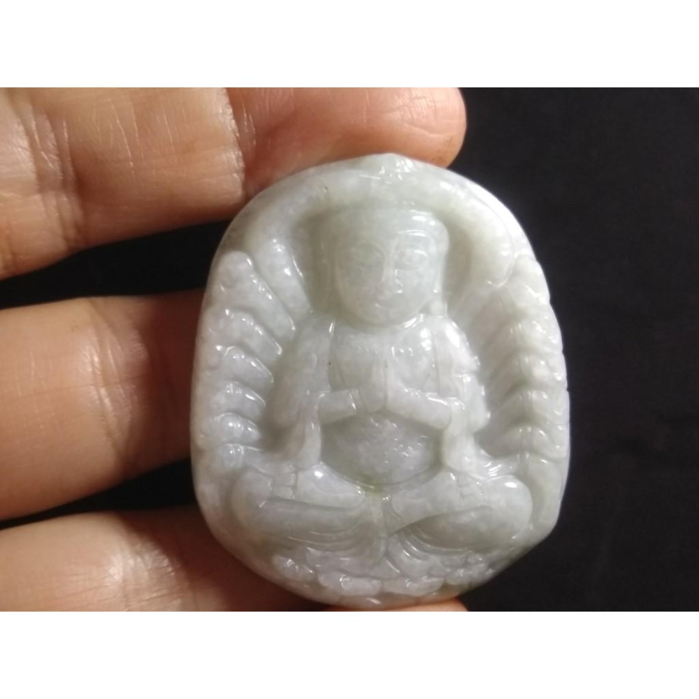 A7翡翠a貨緬甸玉冰種紫羅蘭黃翡三彩千手觀音菩薩墜子吊墜玉佩玉墜掛件項鍊首飾飾品-細節圖8