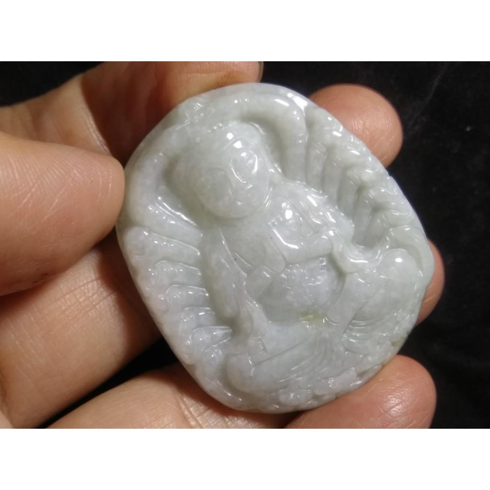 A7翡翠a貨緬甸玉冰種紫羅蘭黃翡三彩千手觀音菩薩墜子吊墜玉佩玉墜掛件項鍊首飾飾品-細節圖9