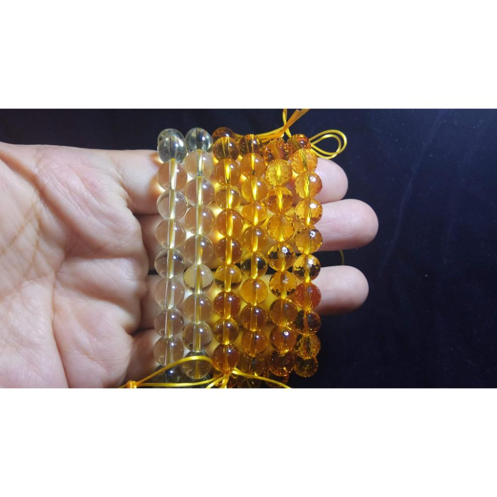 天然黃水晶圓珠單圈鑽石切割手鍊手珠手串手環珠寶玉石首飾飾品8mm特價款隨機出貨-細節圖2