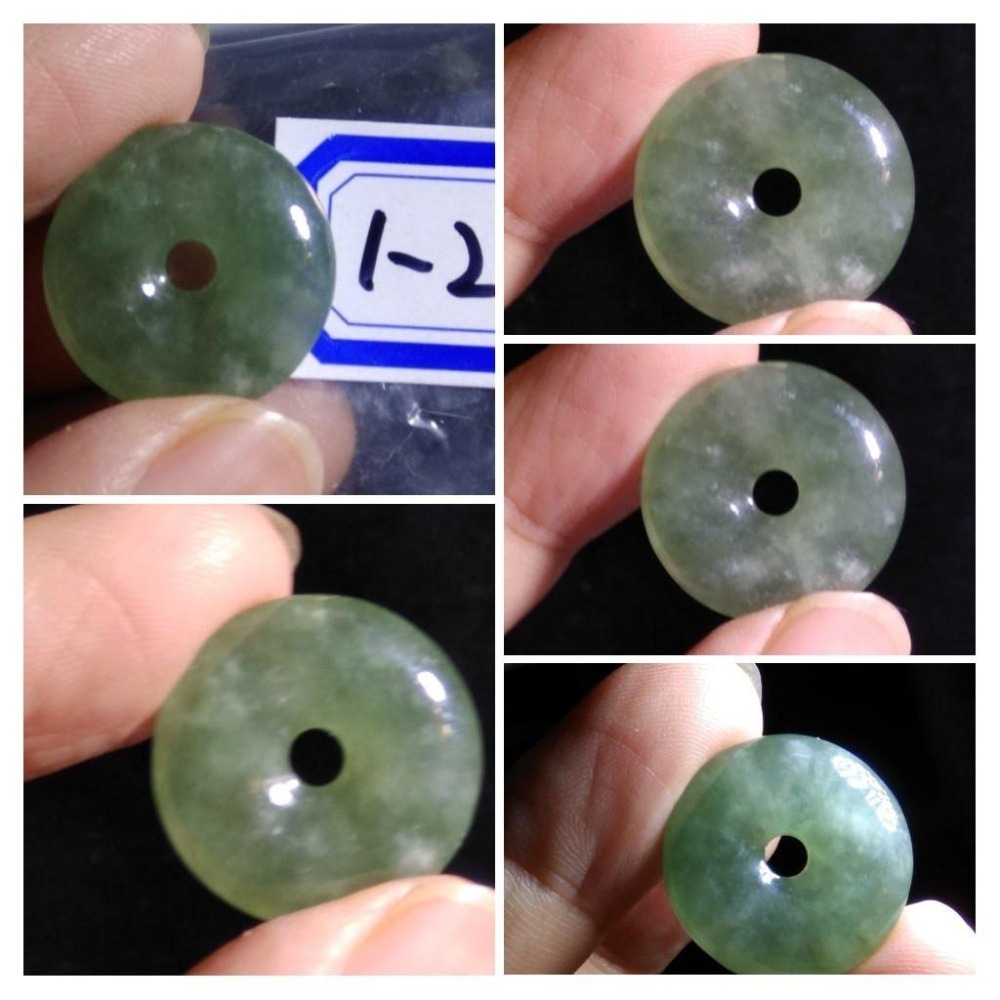 第1組天然緬甸玉A貨翡翠冰種白底青正陽綠平安扣保平安圓滿如意墬子吊墬玉墬掛件珠寶玉石首飾飾品-細節圖3