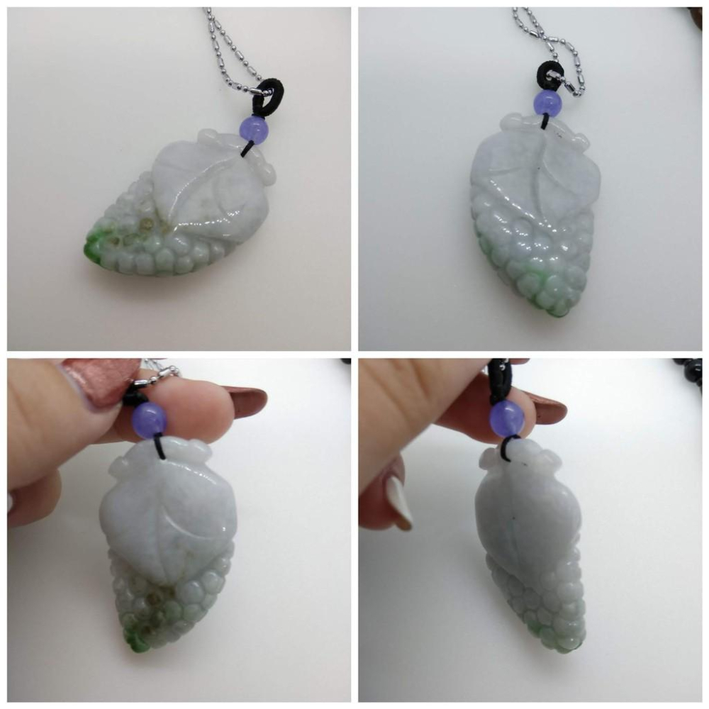 天然緬甸玉正品A貨雕刻紫羅蘭葡萄身體健康精神飽滿吊墜墜子玉墬掛件玉珮項鍊珠寶寶石首飾飾品-C-細節圖3