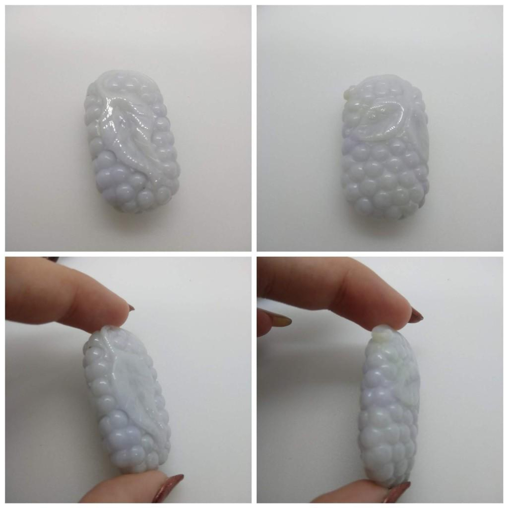 天然緬甸玉正品A貨雕刻紫羅蘭葡萄身體健康精神飽滿吊墜墜子玉墬掛件玉珮項鍊珠寶寶石首飾飾品-C-細節圖5