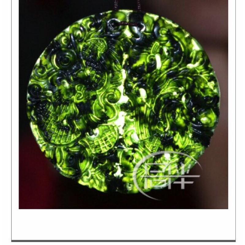天然玉石活磁養生蛇紋石台灣墨玉龍鳳玉佩墜子吊墜掛件項鏈-細節圖5