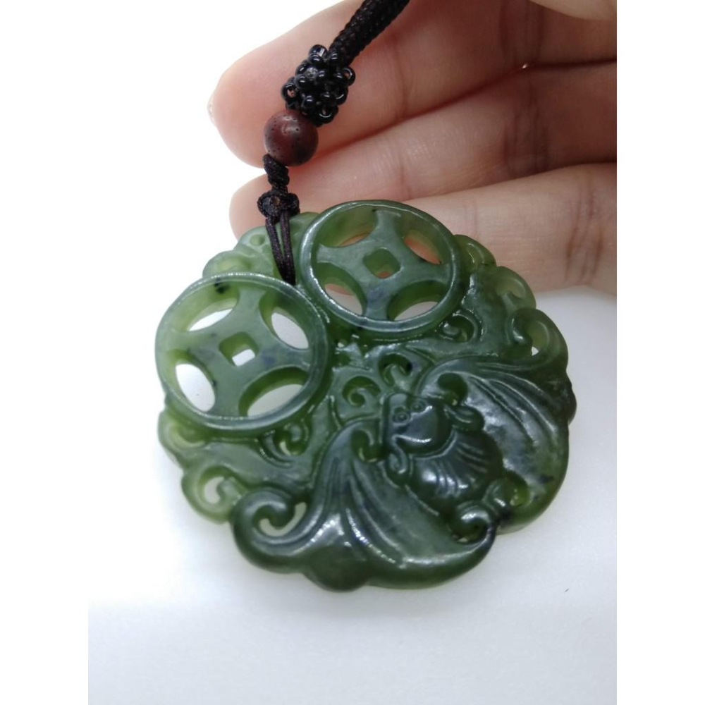 天然緬甸玉和田玉碧玉翡翠精雕立體蝙蝠福在眼前動物吊墜墜子玉墬掛件玉珮項鍊珠寶寶石首飾飾品-細節圖3