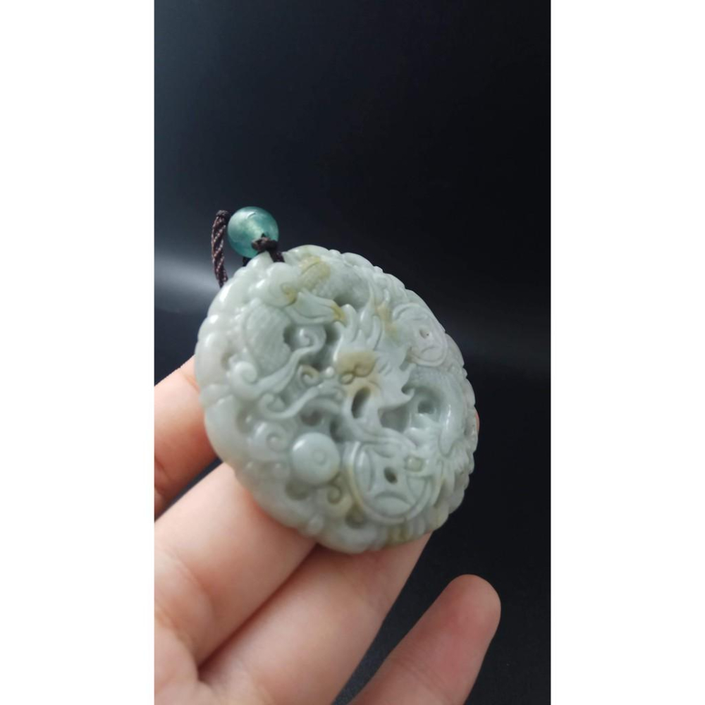 天然龍牌玉石硬玉A貨翡翠精雕50*6.3mm吊墬玉珮墬子玉墬掛件招財平安珠寶寶石首飾飾品-細節圖3