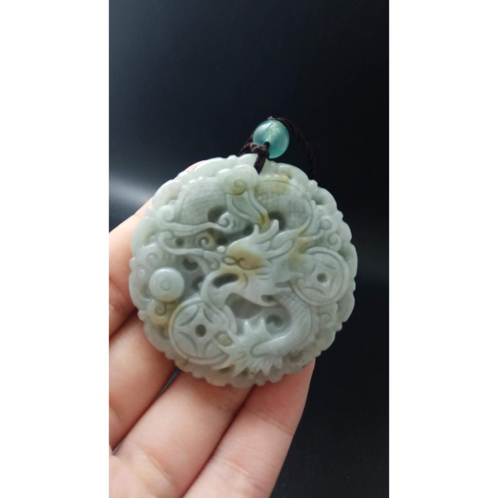 天然龍牌玉石硬玉A貨翡翠精雕50*6.3mm吊墬玉珮墬子玉墬掛件招財平安珠寶寶石首飾飾品-細節圖9
