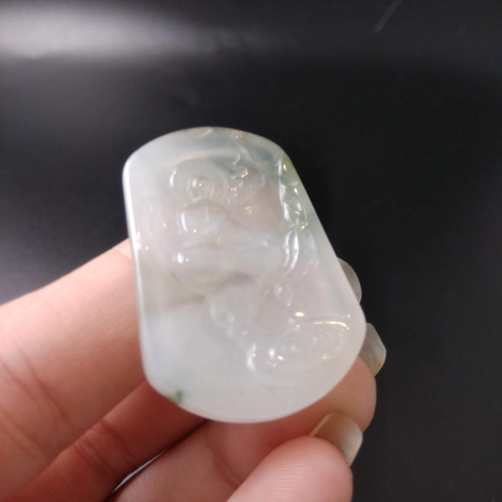 天然阿彌陀佛玉石冰種緬甸玉硬玉A貨翡翠精雕吊墬玉珮36.5*24.6*4mm墬子玉墬掛件觀音菩薩如來保佑平安珠寶-細節圖4
