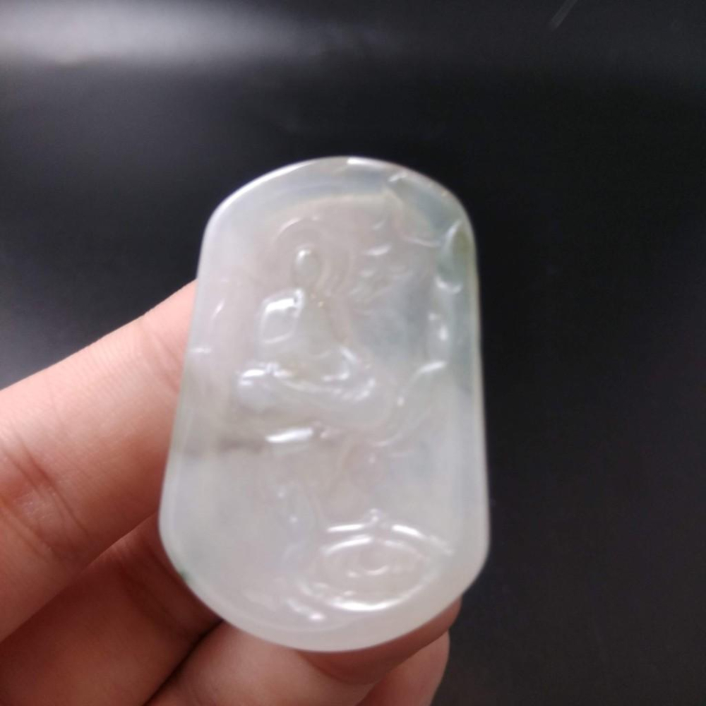 天然阿彌陀佛玉石冰種緬甸玉硬玉A貨翡翠精雕吊墬玉珮36.5*24.6*4mm墬子玉墬掛件觀音菩薩如來保佑平安珠寶-細節圖5