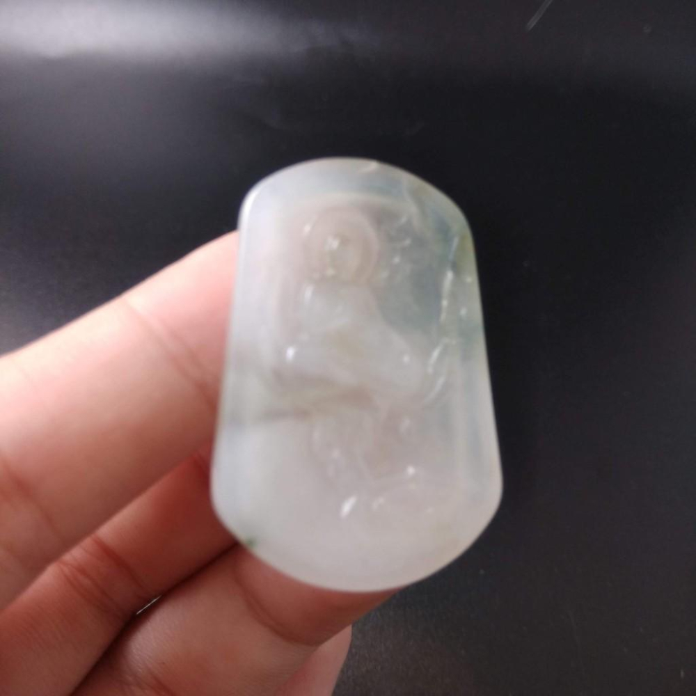 天然阿彌陀佛玉石冰種緬甸玉硬玉A貨翡翠精雕吊墬玉珮36.5*24.6*4mm墬子玉墬掛件觀音菩薩如來保佑平安珠寶-細節圖6