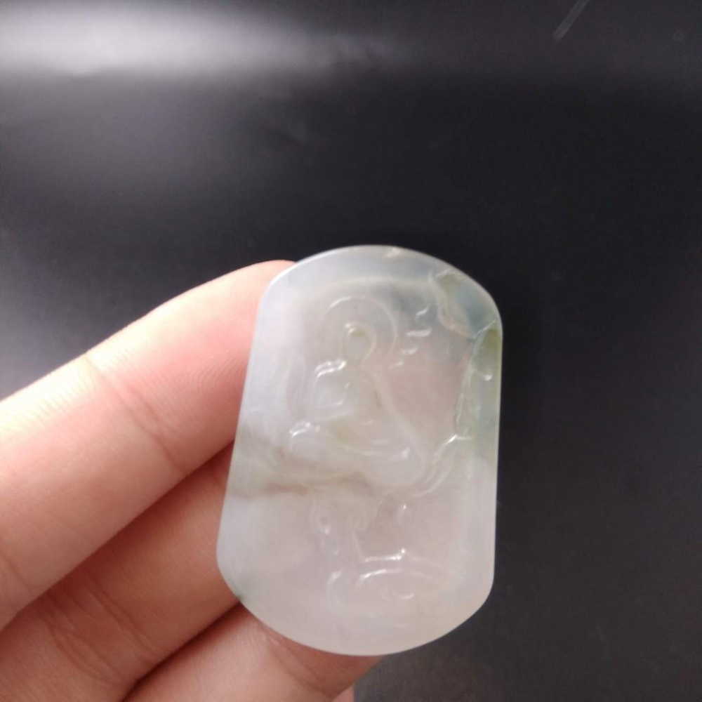 天然阿彌陀佛玉石冰種緬甸玉硬玉A貨翡翠精雕吊墬玉珮36.5*24.6*4mm墬子玉墬掛件觀音菩薩如來保佑平安珠寶-細節圖7