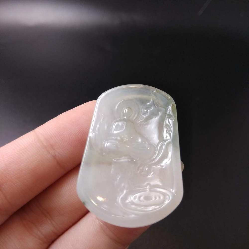天然阿彌陀佛玉石冰種緬甸玉硬玉A貨翡翠精雕吊墬玉珮36.5*24.6*4mm墬子玉墬掛件觀音菩薩如來保佑平安珠寶-細節圖9