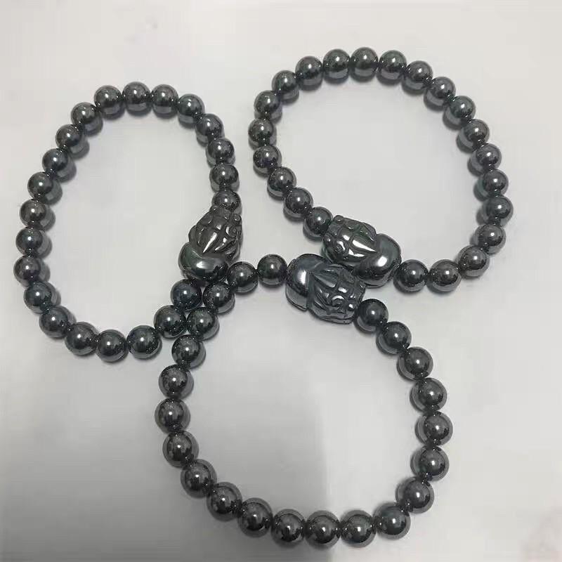 天然日本磁石鈦赫茲太赫茲圓珠單圈貔貅手鍊手串手珠首飾飾品增進健康消除疲勞-細節圖2