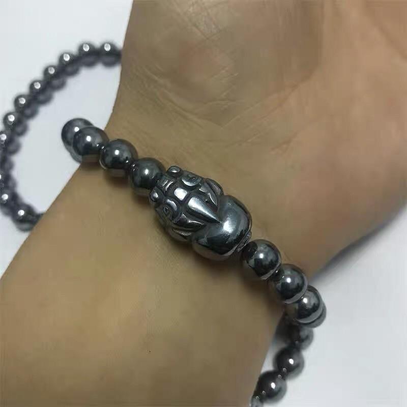 天然日本磁石鈦赫茲太赫茲圓珠單圈貔貅手鍊手串手珠首飾飾品增進健康消除疲勞-細節圖3