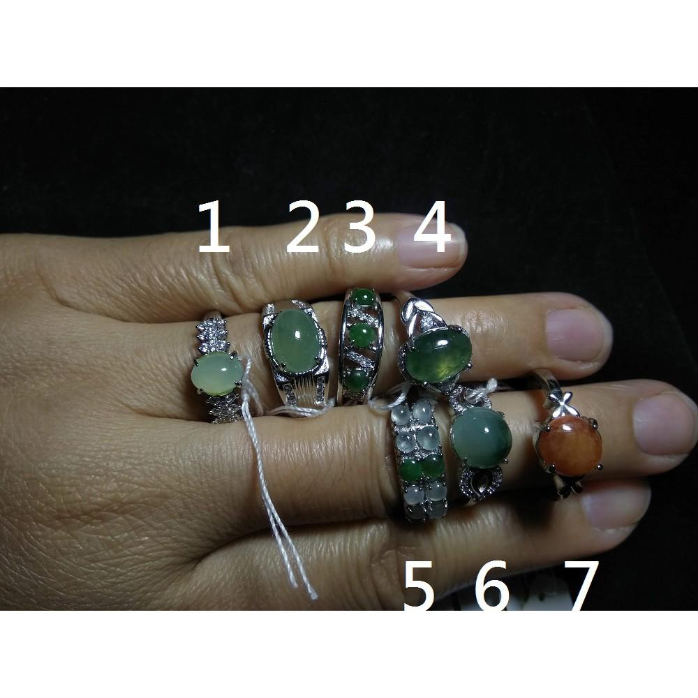 天然玉石緬甸玉翡翠a貨冰種紅翡黃翡老坑螢光蘋果綠冰晴水藍水種三彩戒指925銀活圍珠寶玉石首飾飾品任選其一e組-細節圖4