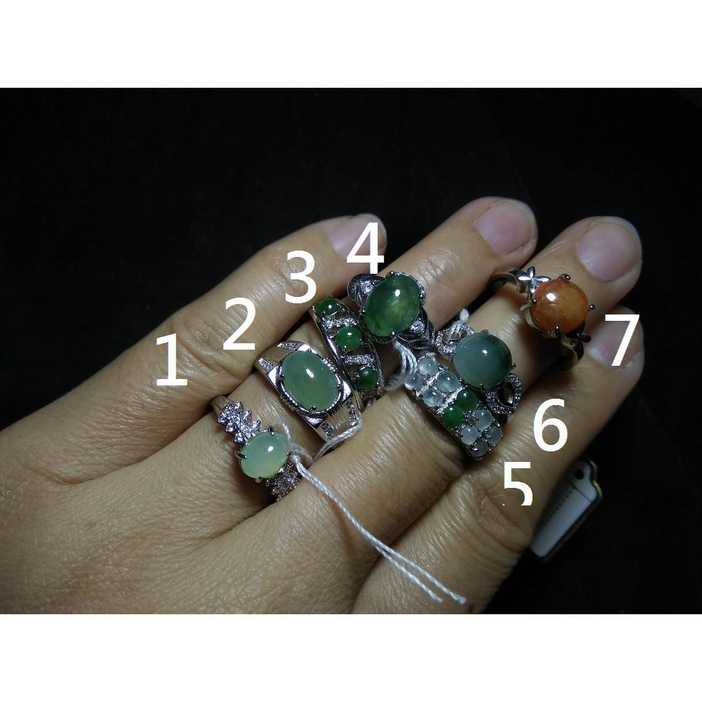 天然玉石緬甸玉翡翠a貨冰種紅翡黃翡老坑螢光蘋果綠冰晴水藍水種三彩戒指925銀活圍珠寶玉石首飾飾品任選其一e組-細節圖5