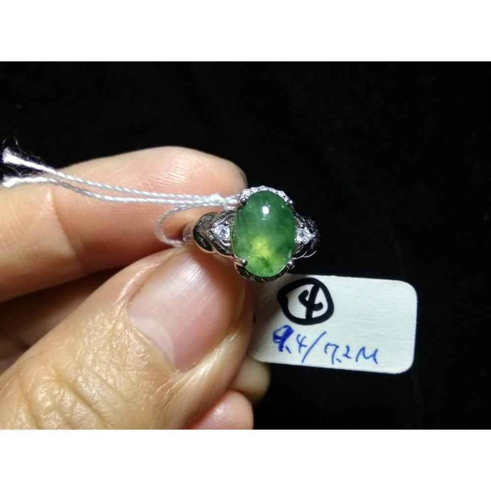 天然玉石緬甸玉翡翠a貨冰種紅翡黃翡老坑螢光蘋果綠冰晴水藍水種三彩戒指925銀活圍珠寶玉石首飾飾品任選其一e組-細節圖9