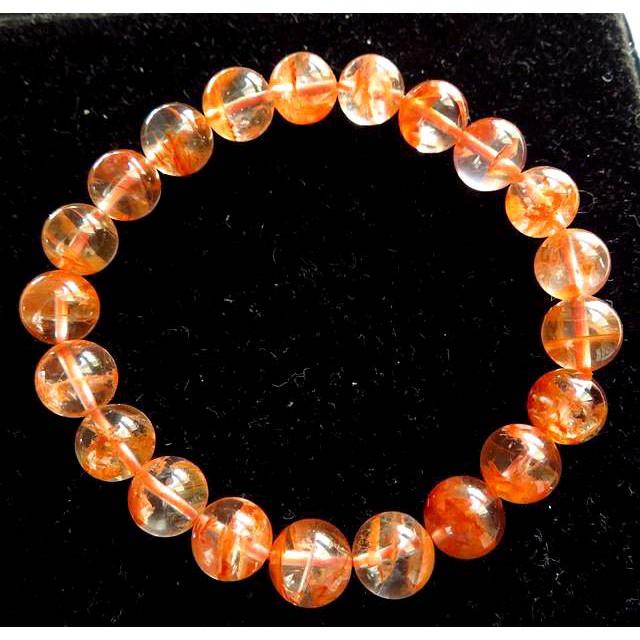異象水晶天然水晶絕美罕見雪花幽靈*老礦料無加色*桔紅色*雪霜手鍊手鍊手串手鏈手珠佛珠8.5mm/22g珠寶玉石首飾飾品-細節圖3