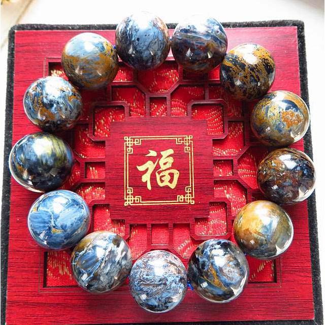 極美天然納米比亞全藍彼得石圓珠單圈手鍊17mm/87g手環手珠手串玉石珠寶首飾寶石飾品專櫃精品-細節圖2