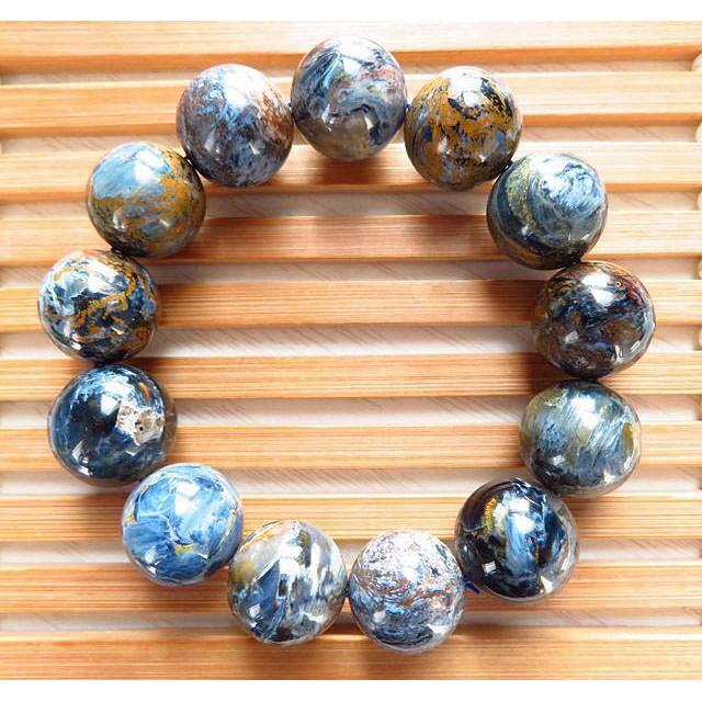 極美天然納米比亞全藍彼得石圓珠單圈手鍊17mm/87g手環手珠手串玉石珠寶首飾寶石飾品專櫃精品-細節圖3