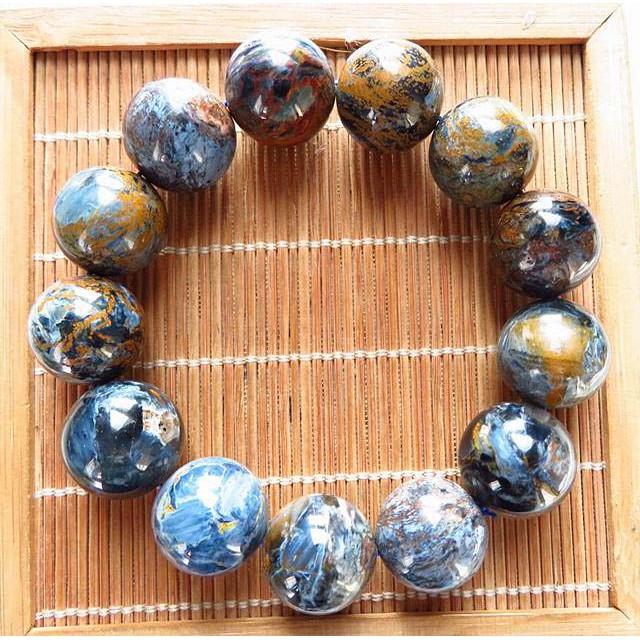 極美天然納米比亞全藍彼得石圓珠單圈手鍊17mm/87g手環手珠手串玉石珠寶首飾寶石飾品專櫃精品-細節圖4