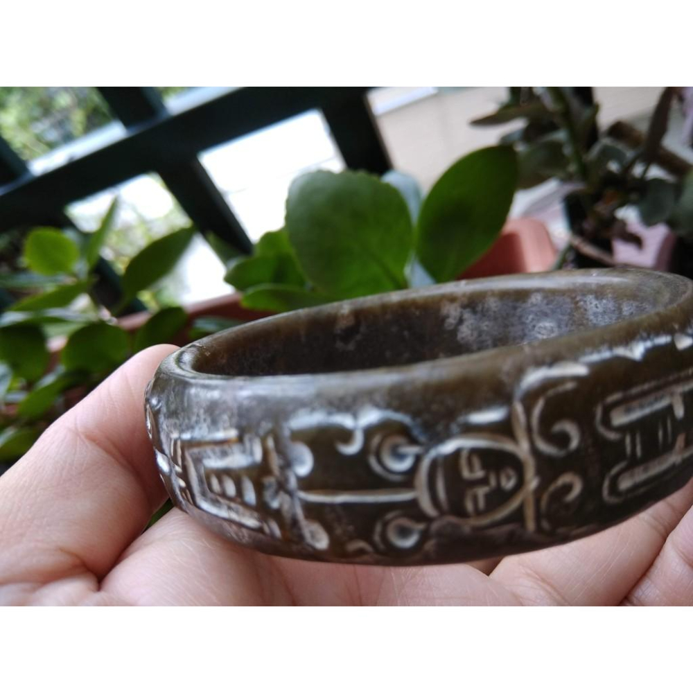 21圍天然老件骨董收藏和闐玉和田玉青玉雕刻手工精雕手鐲玉鐲手環女款鐲子稀有珍貴珠寶玉石水晶首飾飾品-細節圖2