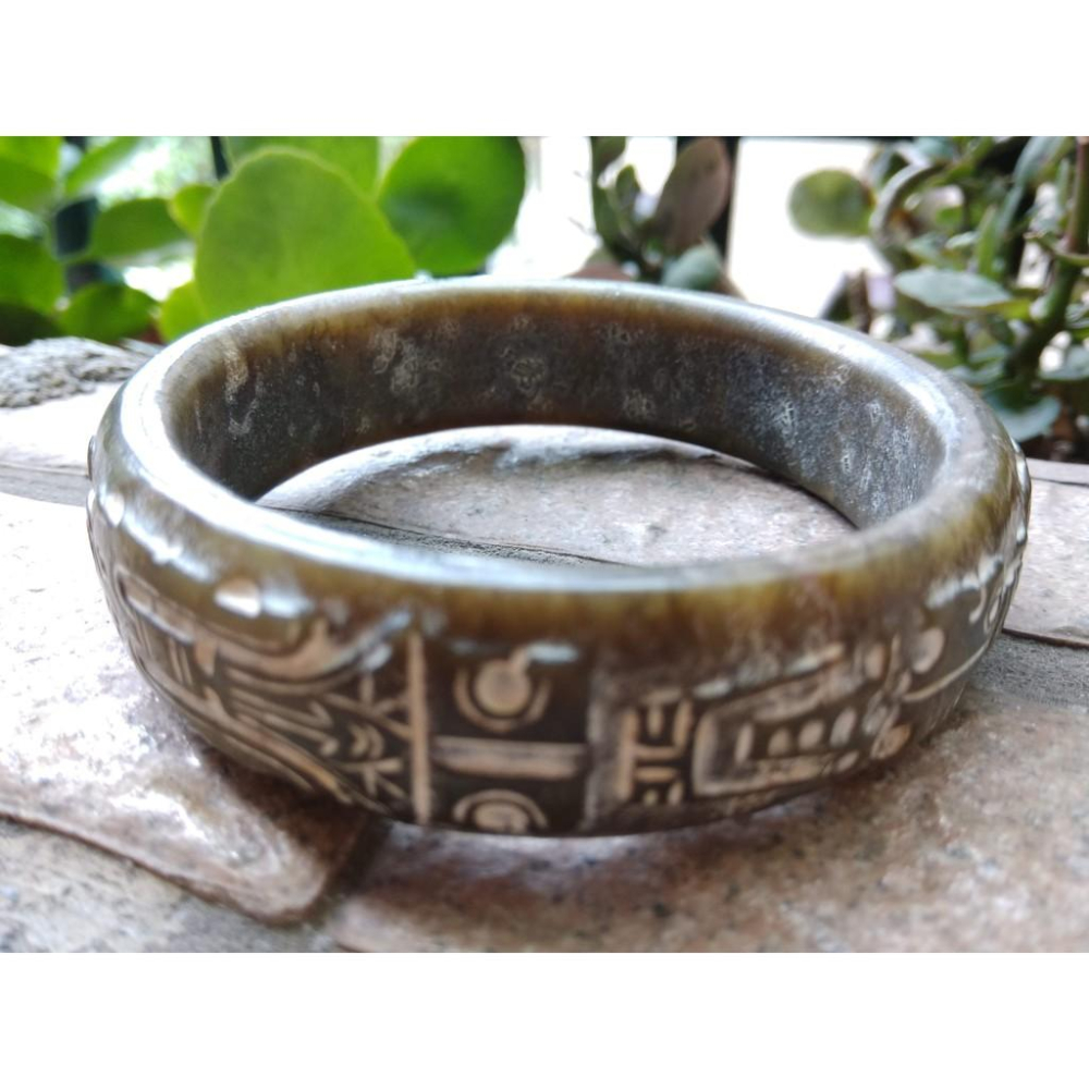 21圍天然老件骨董收藏和闐玉和田玉青玉雕刻手工精雕手鐲玉鐲手環女款鐲子稀有珍貴珠寶玉石水晶首飾飾品-細節圖9