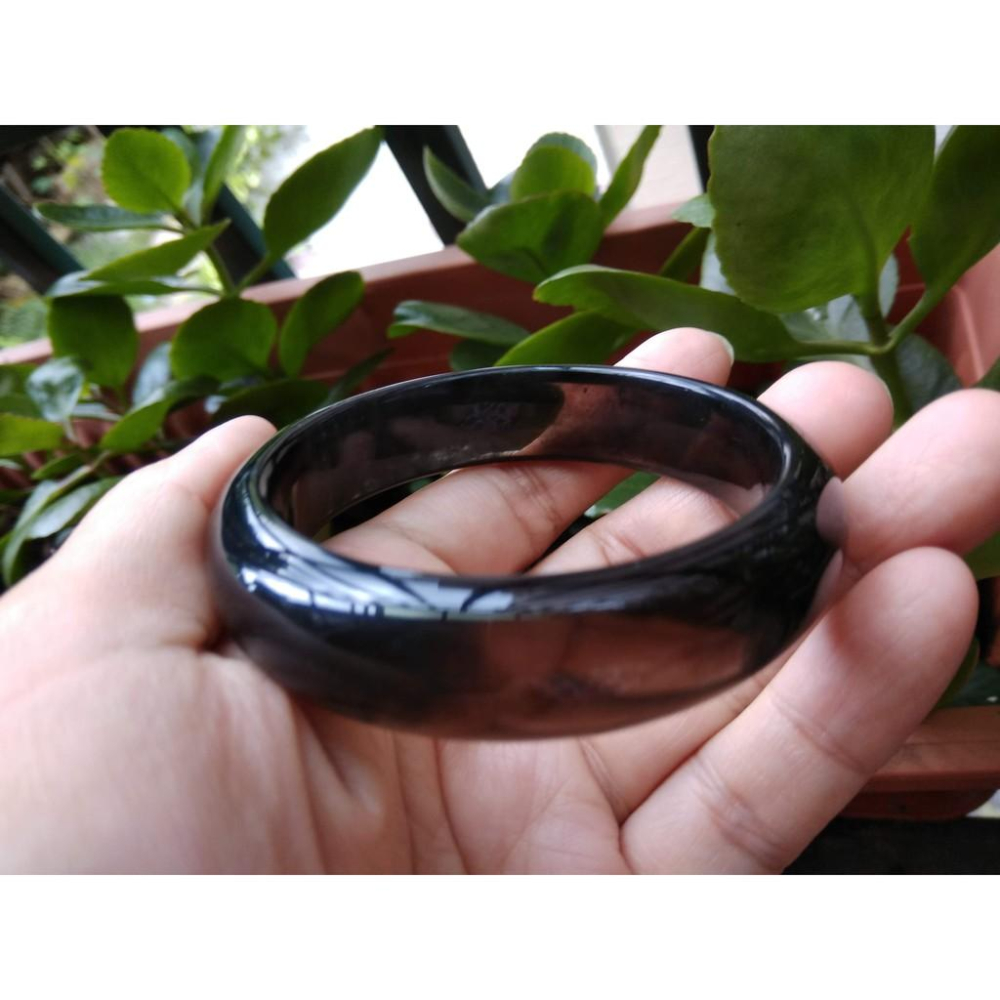 17.73圍玻璃種冰種超透黑琉璃手鐲玉鐲手環女款鐲子珠寶玉石水晶首飾飾品-細節圖2