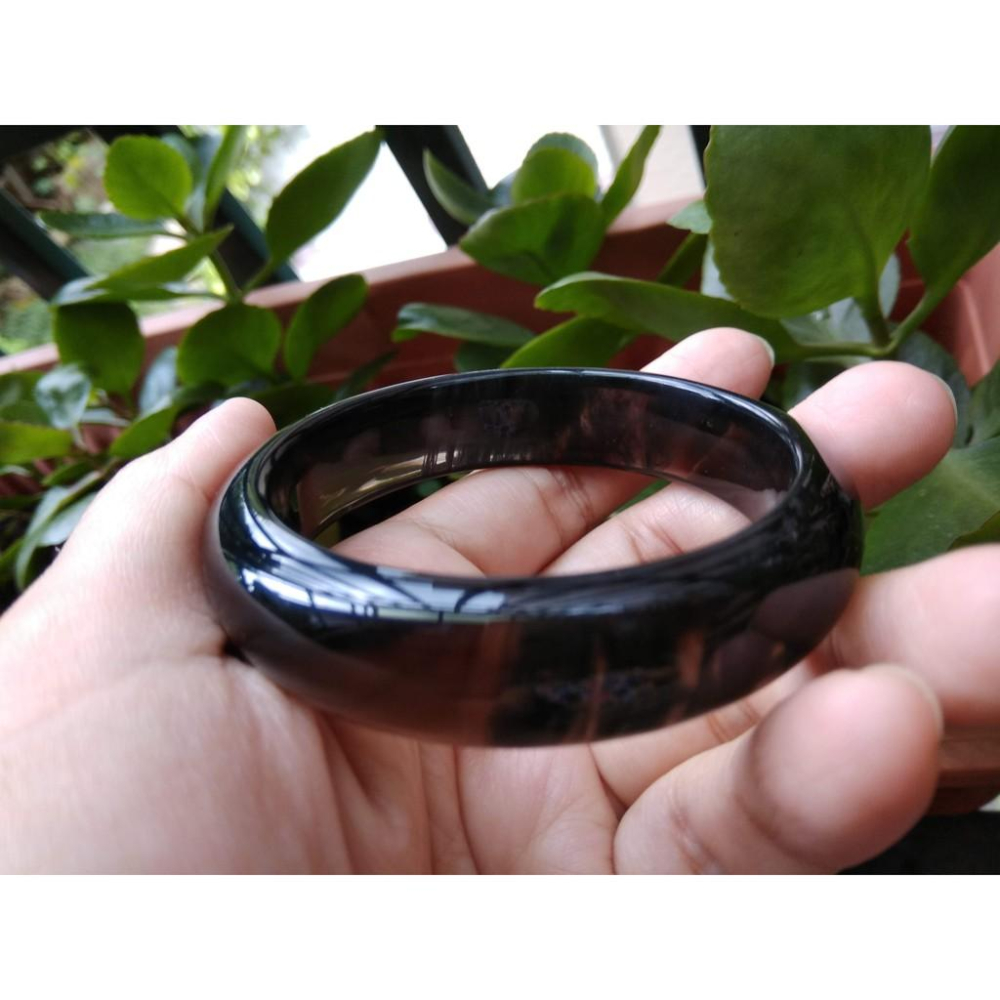 17.73圍玻璃種冰種超透黑琉璃手鐲玉鐲手環女款鐲子珠寶玉石水晶首飾飾品-細節圖3