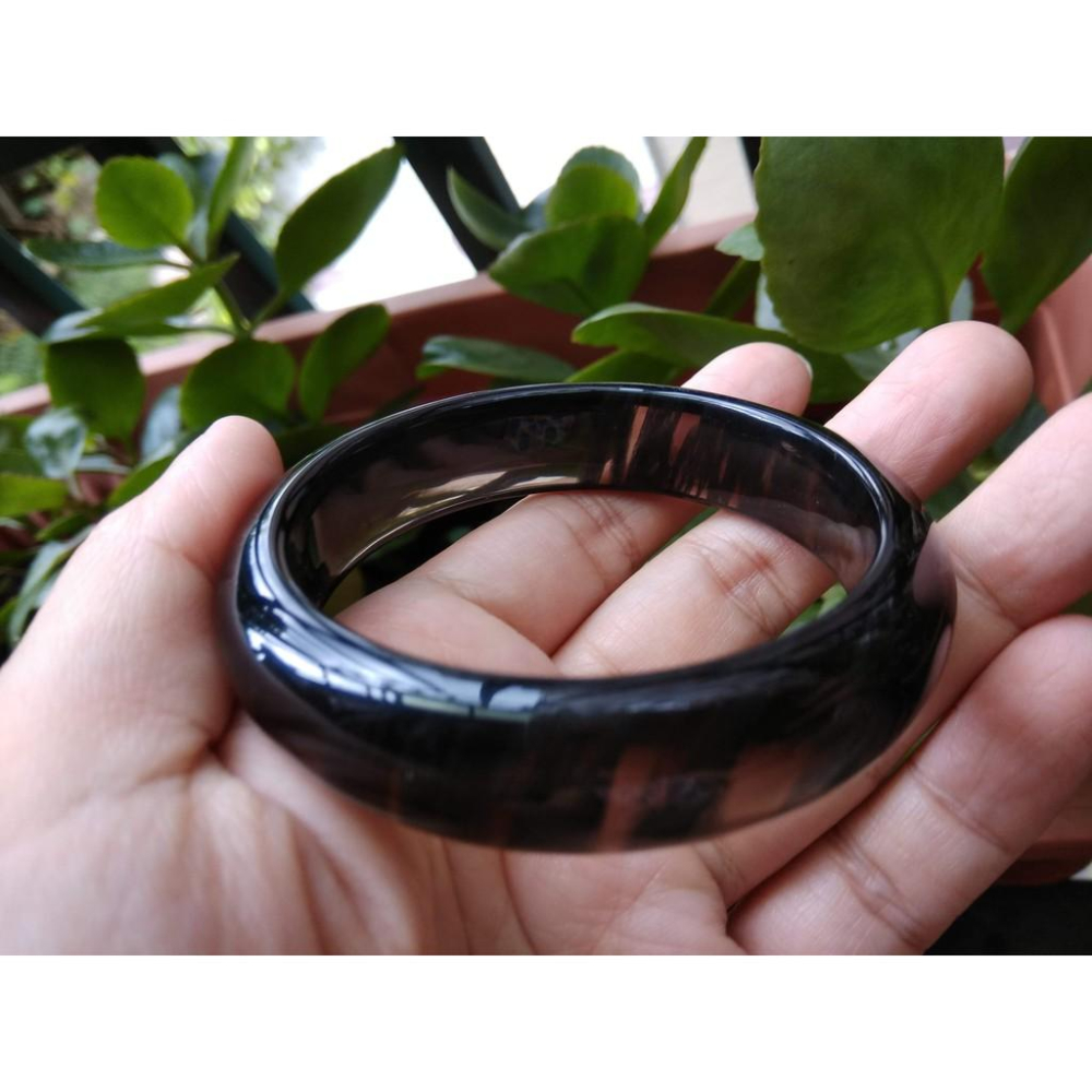 17.73圍玻璃種冰種超透黑琉璃手鐲玉鐲手環女款鐲子珠寶玉石水晶首飾飾品-細節圖4