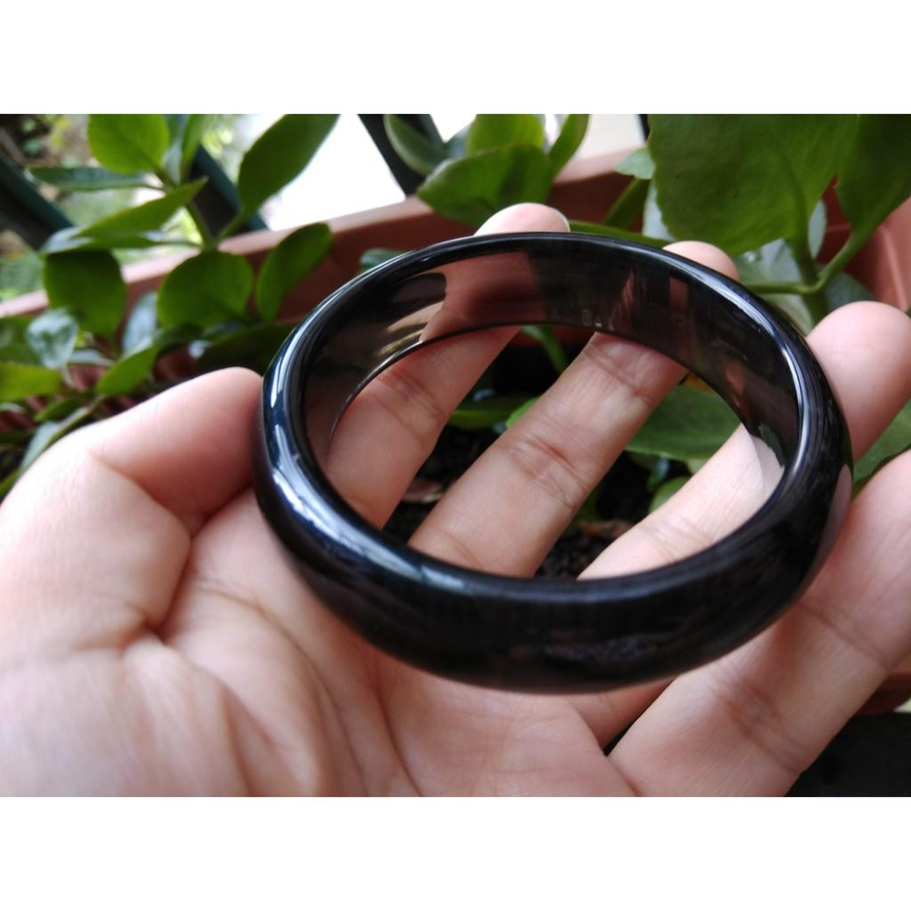 17.73圍玻璃種冰種超透黑琉璃手鐲玉鐲手環女款鐲子珠寶玉石水晶首飾飾品-細節圖5