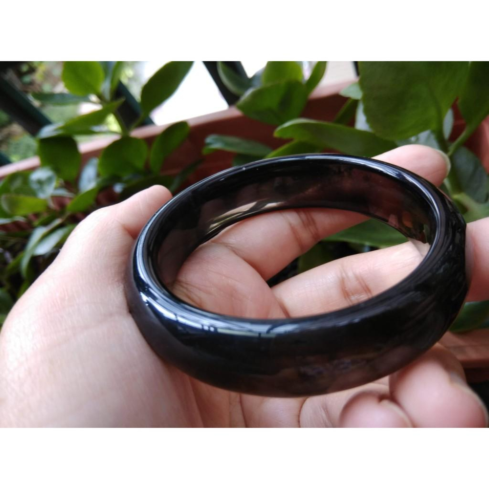 17.73圍玻璃種冰種超透黑琉璃手鐲玉鐲手環女款鐲子珠寶玉石水晶首飾飾品-細節圖6