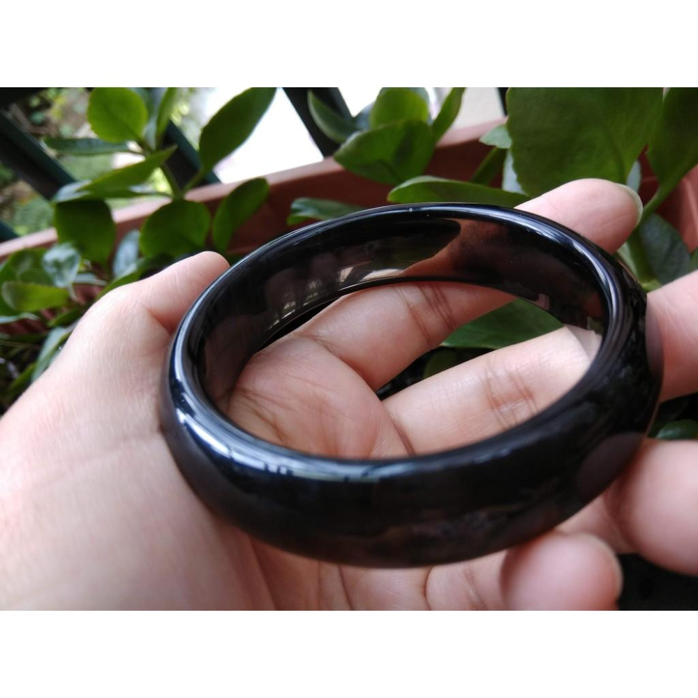 17.73圍玻璃種冰種超透黑琉璃手鐲玉鐲手環女款鐲子珠寶玉石水晶首飾飾品-細節圖7