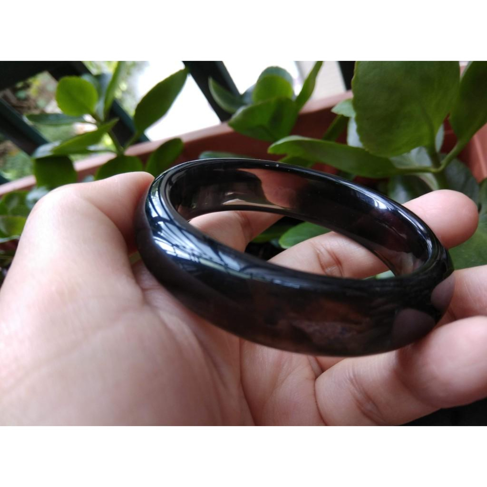 17.73圍玻璃種冰種超透黑琉璃手鐲玉鐲手環女款鐲子珠寶玉石水晶首飾飾品-細節圖9