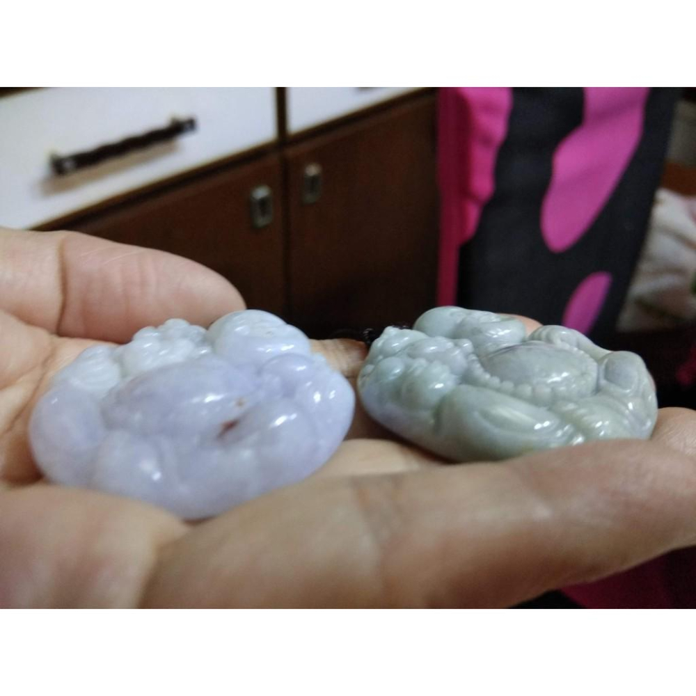 天然緬甸玉硬玉正品A貨翡翠冰糯種紫羅蘭滿綠彌勒佛笑佛招財財神墬子吊墬玉墬掛件項鍊兩款任選-細節圖6