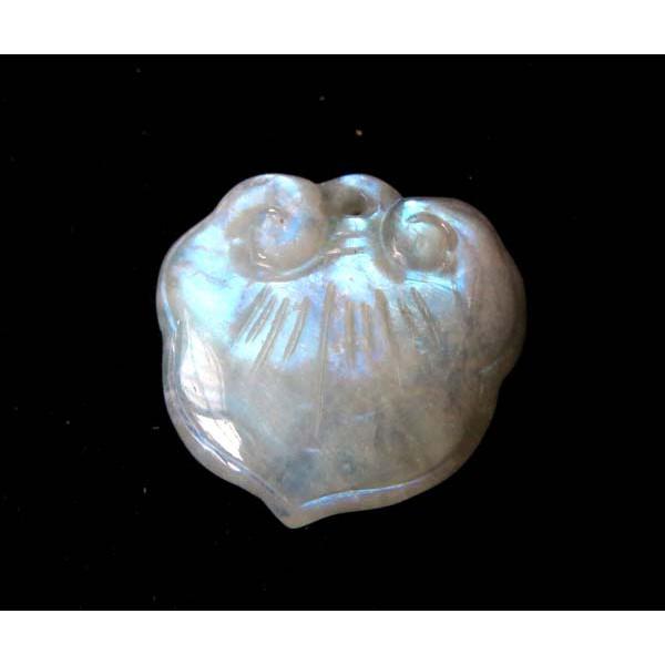 藍光彩虹光極美藍月光石雕刻吊墜項墬墬子項鍊掛件玉珮珠寶玉石寶石首飾飾品22*22.6*6.6mm-細節圖2