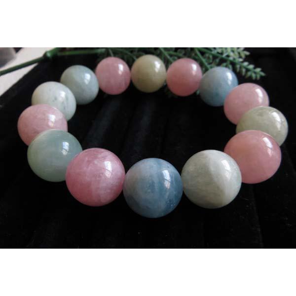 冰透療癒系寶石摩根石手鍊手鏈手串手珠手環佛珠糖果色彩色水晶16.5mm/89.7g珠寶玉石寶石首飾飾品專櫃精品-細節圖3
