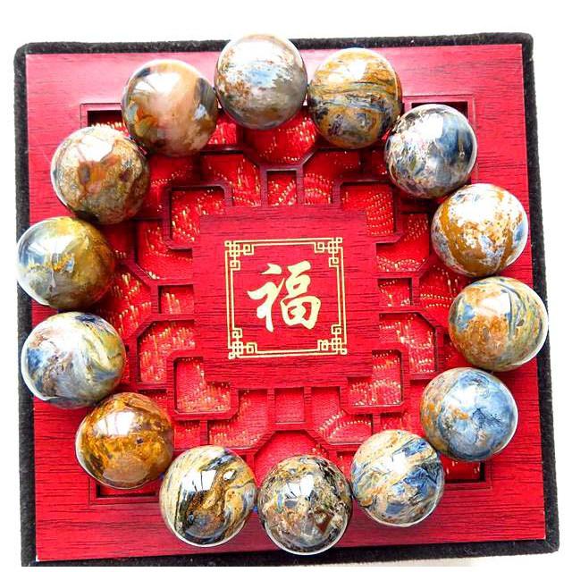 稀有珍藏品彩色天然納米比亞AAA級彼得石圓珠手鍊手鏈手珠手環佛珠手串16mm/83g珠寶玉石寶石首飾飾品專櫃精品-細節圖3