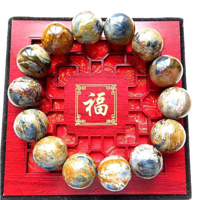 稀有珍藏品彩色天然納米比亞AAA級彼得石圓珠手鍊手鏈手珠手環佛珠手串16mm/83g珠寶玉石寶石首飾飾品專櫃精品-細節圖4