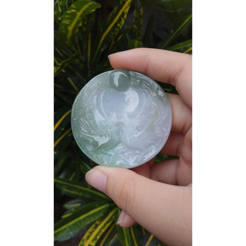 天然A貨翡翠春帶彩三彩緬甸玉冰糯種精雕雙鳳凰雙鳳呈祥掛件吊墬墬子項墬掛墬項鍊玉珮手把件玉器珠寶玉石首飾飾品-細節圖2