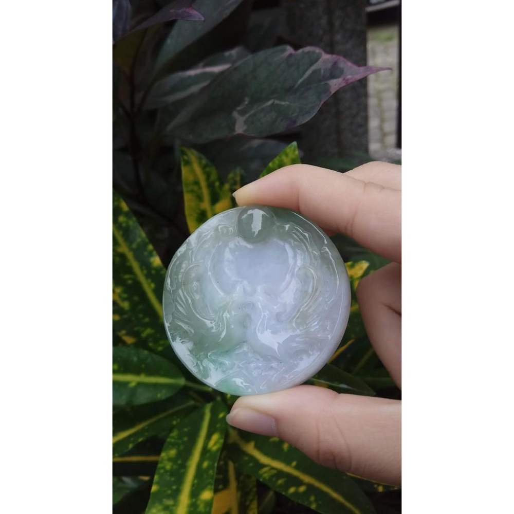 天然A貨翡翠春帶彩三彩緬甸玉冰糯種精雕雙鳳凰雙鳳呈祥掛件吊墬墬子項墬掛墬項鍊玉珮手把件玉器珠寶玉石首飾飾品-細節圖5