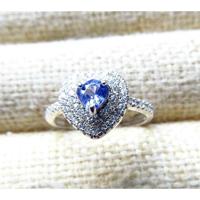 天然坦桑尼亞進口*天然坦桑石海洋之心AAA級6mm丹泉石純銀包邊戒指活圍活口戒子珠寶玉石首飾飾品特價出清款-細節圖3